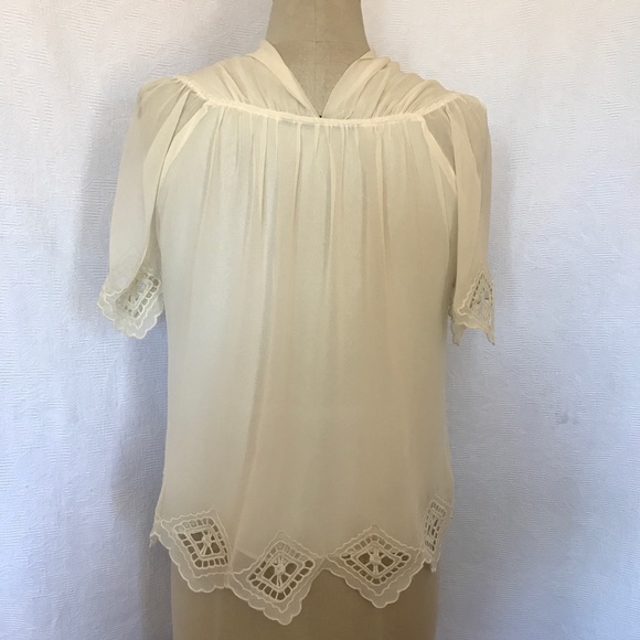 Marc Jacobs Sm ivory silk embroidered blouse EUC - Picture 4 of 8